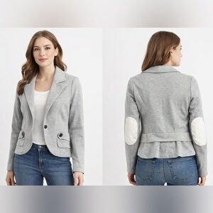 Princess Vera Wang Gray Cropped Blazer Jacket WMN SZ S Peplum Cotton Chic